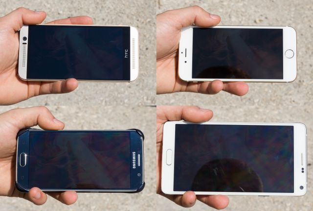 Outdoor-display-visibility-comparison.-HTC-One-M9-is-at-the-top-left-iPhone-6---at-top-right-S6---at-bottom-left-Note-4---at-bottom-right (1)